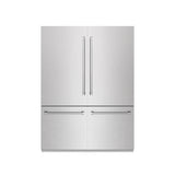 ZLINE 60 in. 32.2 cu. ft. French Door Built-In Bottom Freezer Refrigerator with Water Dispensers and Ice Makers in Satin Stainless Steel with Graphite Gray Interior (GRBIV-SN-60)