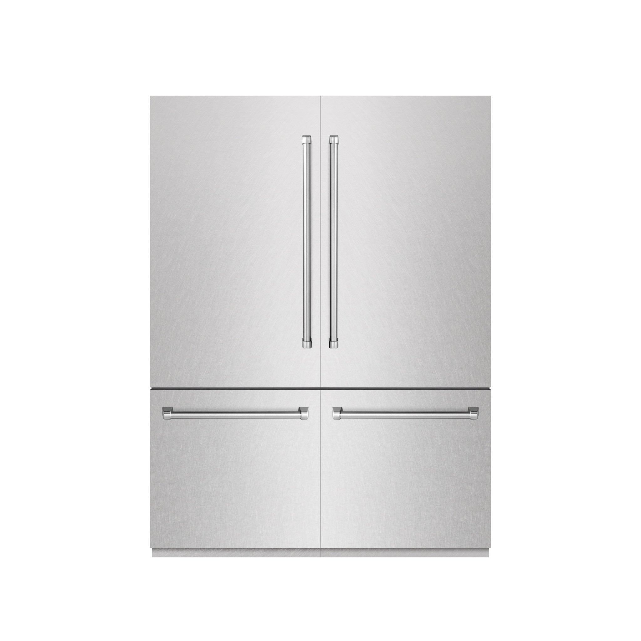 ZLINE 60 in. 32.2 cu. ft. French Door Built-In Bottom Freezer Refrigerator with Water Dispensers and Ice Makers in Satin Stainless Steel with Graphite Gray Interior (GRBIV-SN-60)