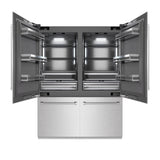 ZLINE 60 in. 32.2 cu. ft. French Door Built-In Bottom Freezer Refrigerator with Water Dispensers and Ice Makers in Satin Stainless Steel with Graphite Gray Interior (GRBIV-SN-60)