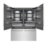 ZLINE 60 in. 32.2 cu. ft. French Door Built-In Bottom Freezer Refrigerator with Water Dispensers and Ice Makers in Satin Stainless Steel with Graphite Gray Interior (GRBIV-SN-60)