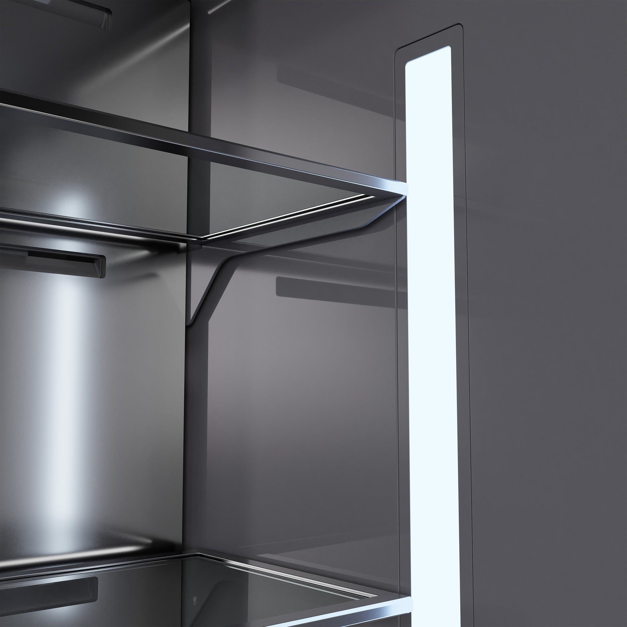 ZLINE Autograph Edition 36 in. 19.6 cu. ft. French Door Built-In Bottom Freezer Refrigerator with Water Dispenser and Ice Maker in Satin Stainless Steel with Graphite Gray Interior and Matte Black Accents (GRBIVZ-SN-36-MB)