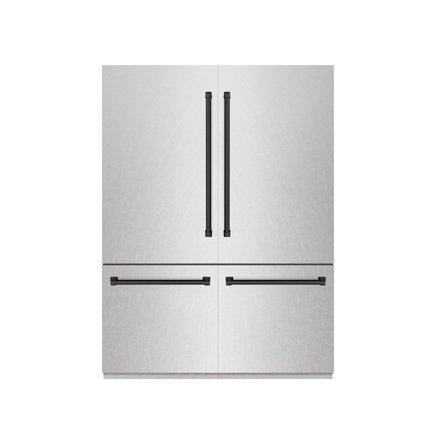 ZLINE Autograph Edition 60 in. 32.2 cu. ft. French Door Built-In Bottom Freezer Refrigerator with Water Dispenser and Ice Maker in Satin Stainless Steel with Graphite Gray Interior and Matte Black Accents (GRBIVZ-SN-60-MB)