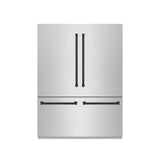 ZLINE Autograph Edition 60 in. 32.2 cu. ft. French Door Built-In Bottom Freezer Refrigerator with Water Dispenser and Ice Maker in Satin Stainless Steel with Graphite Gray Interior and Matte Black Accents (GRBIVZ-SN-60-MB)