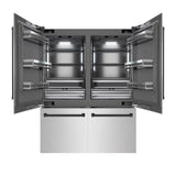 ZLINE Autograph Edition 60 in. 32.2 cu. ft. French Door Built-In Bottom Freezer Refrigerator with Water Dispenser and Ice Maker in Satin Stainless Steel with Graphite Gray Interior and Matte Black Accents (GRBIVZ-SN-60-MB)