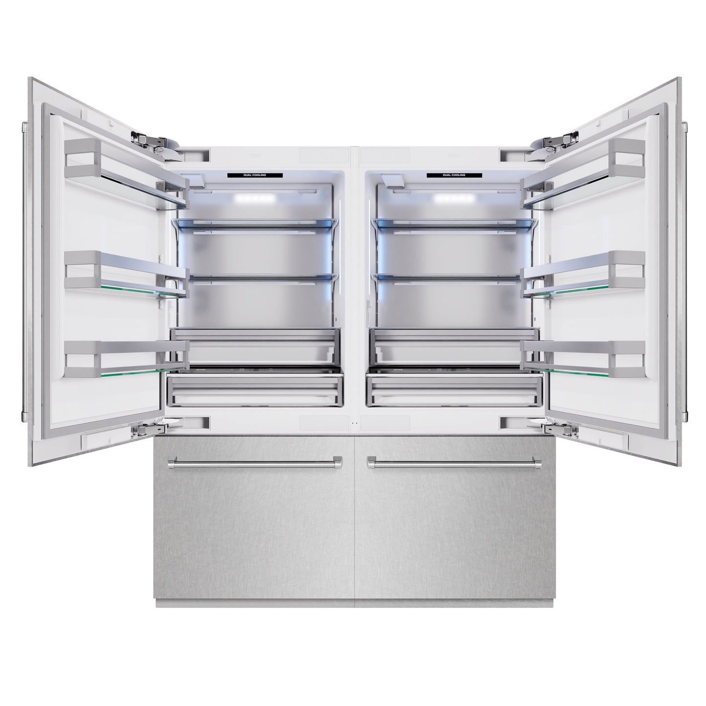ZLINE 72 in. 39.6 cu. ft. French Door Built-In Bottom Freezer Refrigerator with Water Dispensers and Ice Makers in Satin Stainless Steel (RBIT-SN-72)