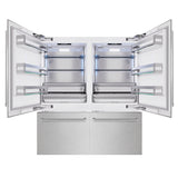 ZLINE 72 in. 39.6 cu. ft. French Door Built-In Bottom Freezer Refrigerator with Water Dispensers and Ice Makers in Satin Stainless Steel (RBIT-SN-72)