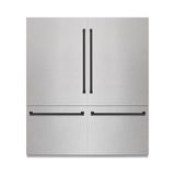 ZLINE Autograph Edition 72 in. 39.6 cu. ft. French Door Built-In Bottom Freezer Refrigerator with Water Dispensers and Ice Makers in Satin Stainless Steel and Matte Black Accents (RBITZ-SN-72-MB)