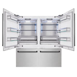 ZLINE Autograph Edition 72 in. 39.6 cu. ft. French Door Built-In Bottom Freezer Refrigerator with Water Dispensers and Ice Makers in Satin Stainless Steel and Matte Black Accents (RBITZ-SN-72-MB)