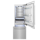 ZLINE 30 in. 16.1 cu. ft. Built-In Bottom Freezer Refrigerator with Water Dispenser and Ice Maker in Satin Stainless Steel (RBIV-SN-30)