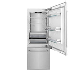 ZLINE 30 in. 16.1 cu. ft. Built-In Bottom Freezer Refrigerator with Water Dispenser and Ice Maker in Satin Stainless Steel (RBIV-SN-30)