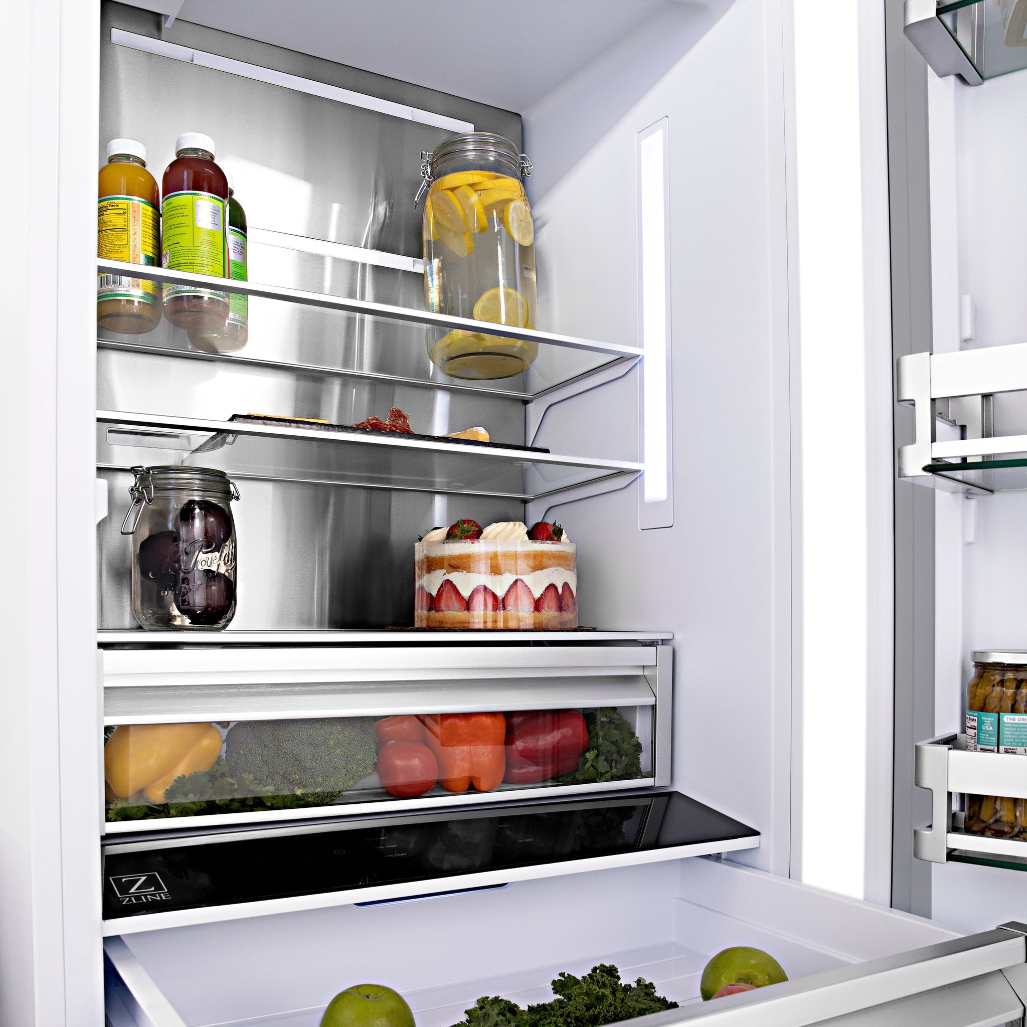 ZLINE 60 in. 32.2 cu. ft. French Door Built-In Bottom Freezer Refrigerator with Water Dispensers and Ice Makers in Satin Stainless Steel (RBIV-SN-60)