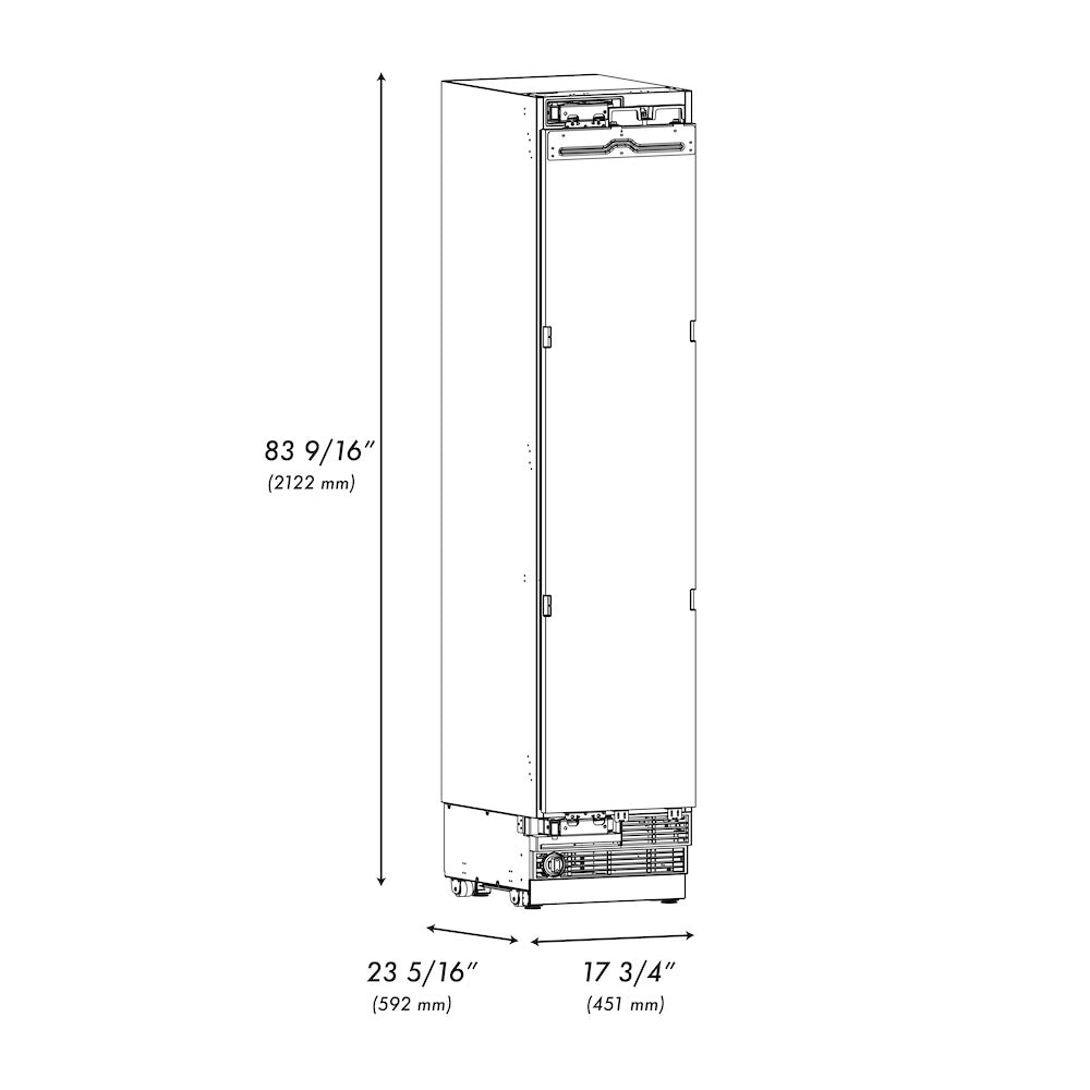 ZLINE Autograph Edition 18 in. 8.6 cu. ft. Panel Ready Left Hinge Column Freezer with Graphite Gray Interior and Champagne Bronze Accents (RBCFVLZ-18-CB)