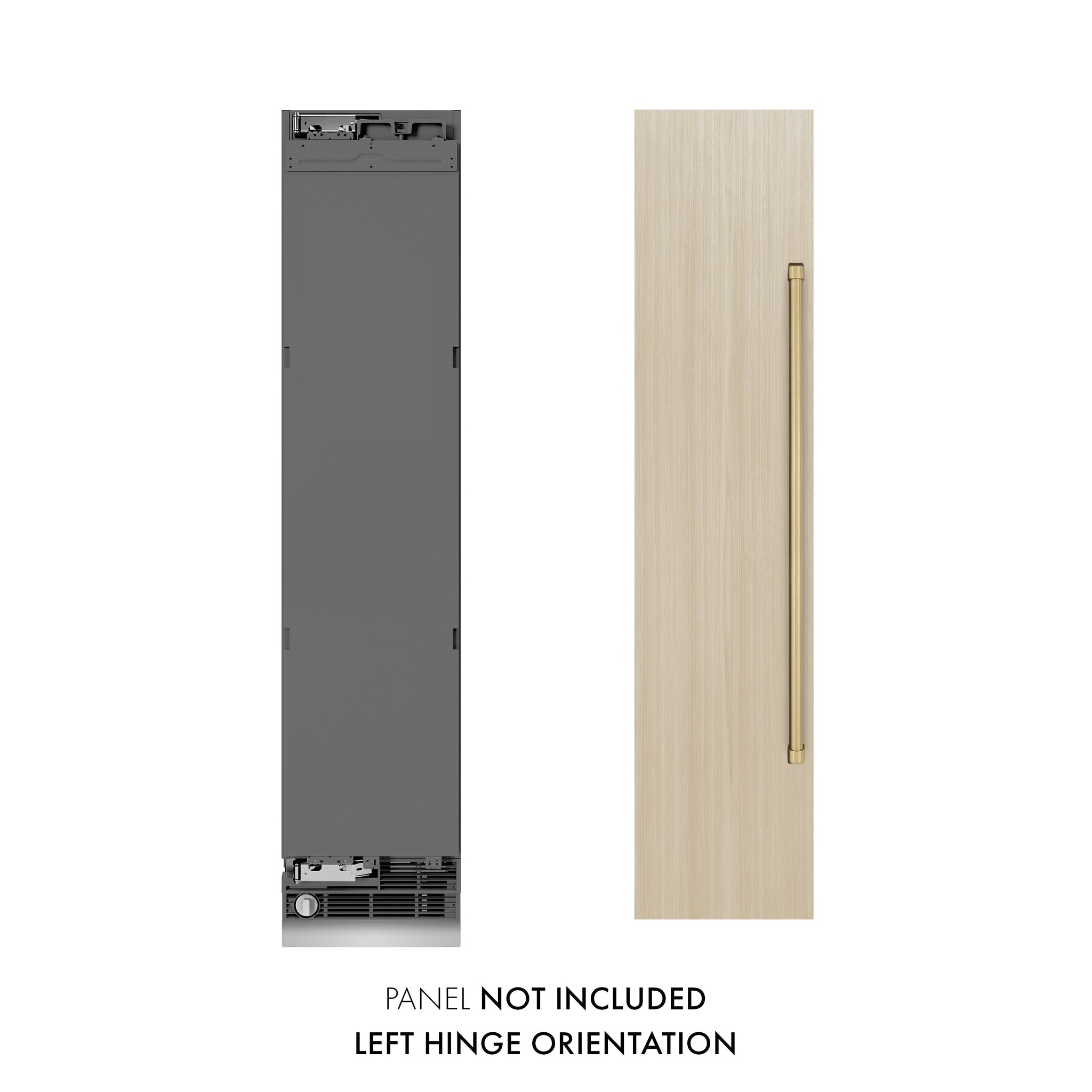ZLINE Autograph Edition 18 in. 8.6 cu. ft. Panel Ready Left Hinge Column Freezer with Graphite Gray Interior and Champagne Bronze Accents (RBCFVLZ-18-CB)