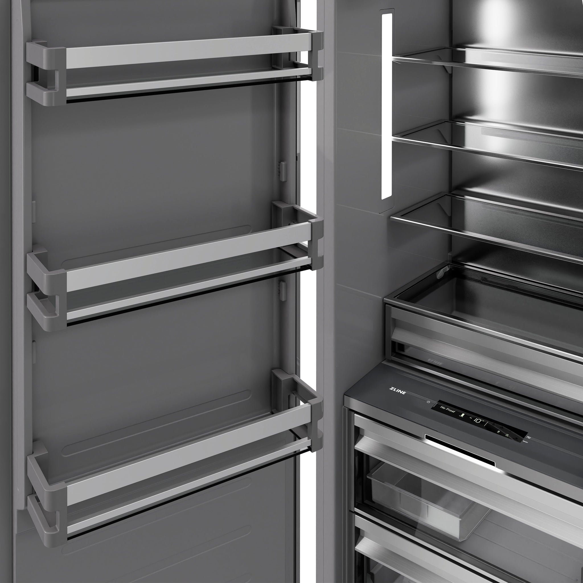 ZLINE Autograph Edition 18 in. 8.6 cu. ft. Panel Ready Left Hinge Column Freezer with Graphite Gray Interior and Polished Gold Accents (RBCFVLZ-18-G)