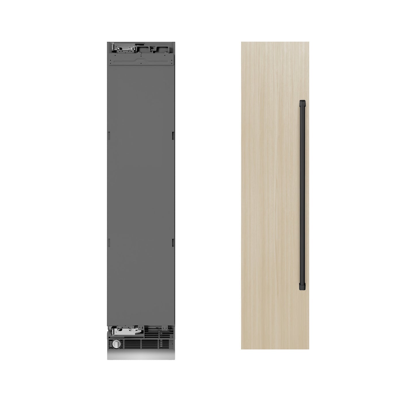 ZLINE Autograph Edition 18 in. 8.6 cu. ft. Panel Ready Left Hinge Column Freezer with Graphite Gray Interior and Matte Black Accents (RBCFVLZ-18-MB)