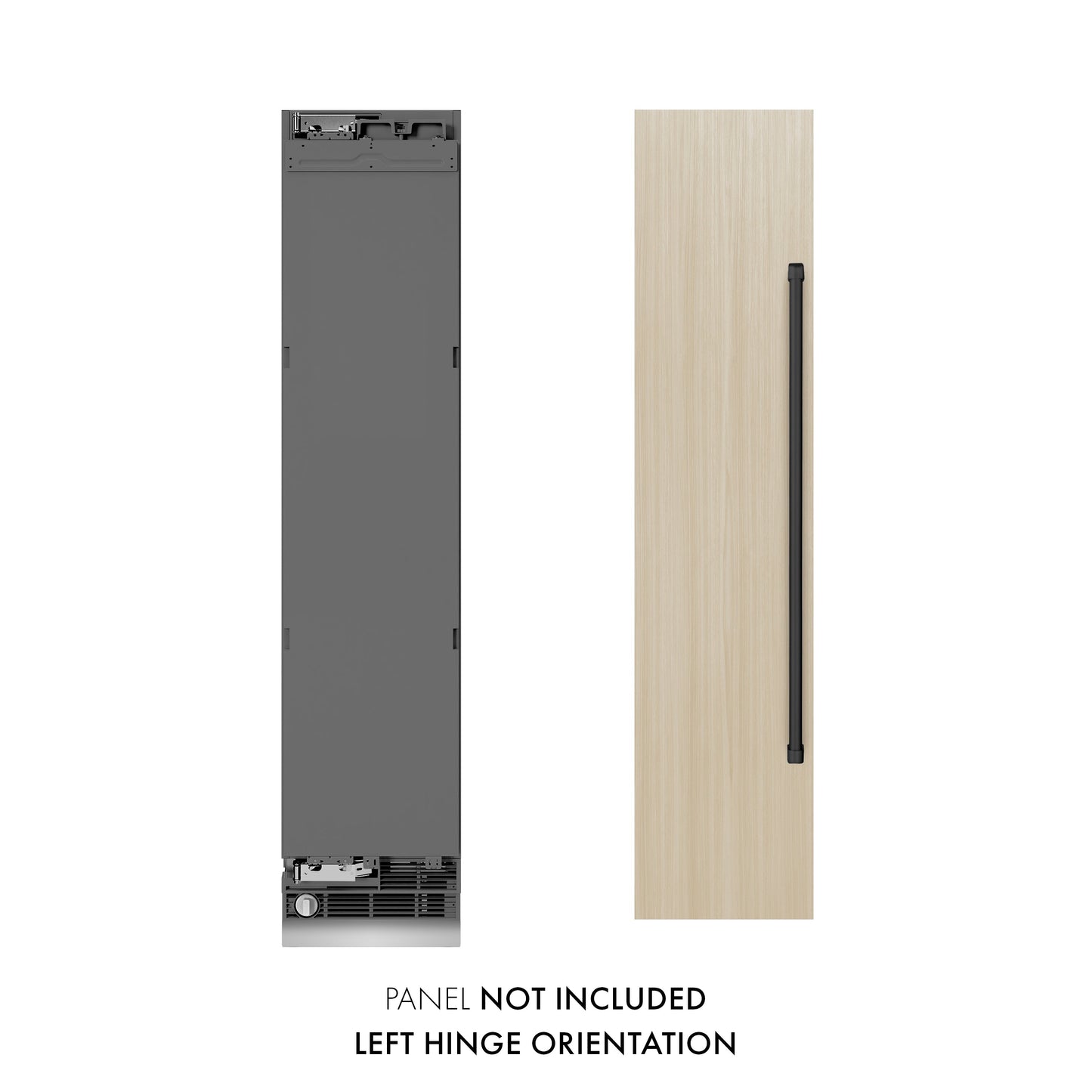ZLINE Autograph Edition 18 in. 8.6 cu. ft. Panel Ready Left Hinge Column Freezer with Graphite Gray Interior and Matte Black Accents (RBCFVLZ-18-MB)