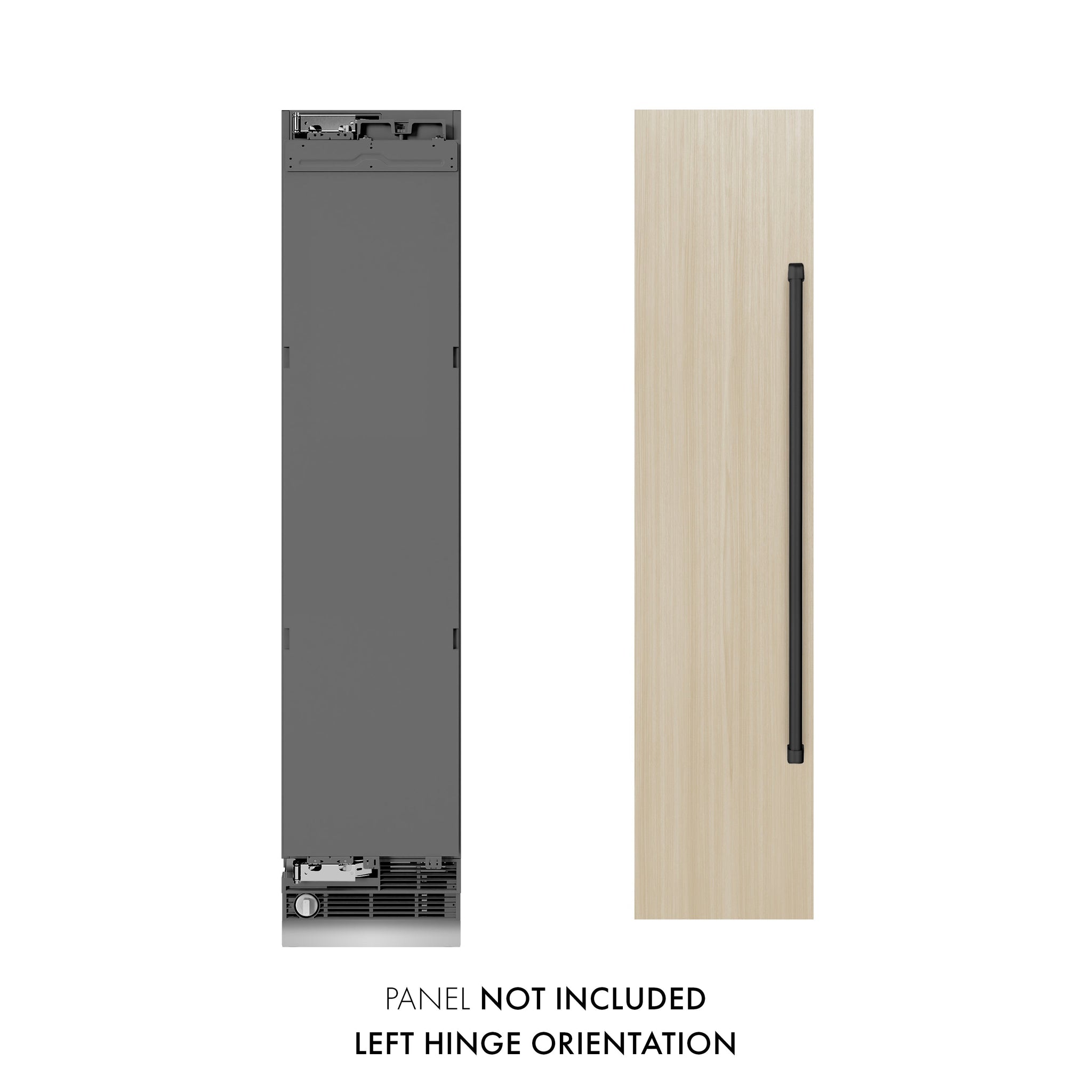 ZLINE Autograph Edition 18 in. 8.6 cu. ft. Panel Ready Left Hinge Column Freezer with Graphite Gray Interior and Matte Black Accents (RBCFVLZ-18-MB)