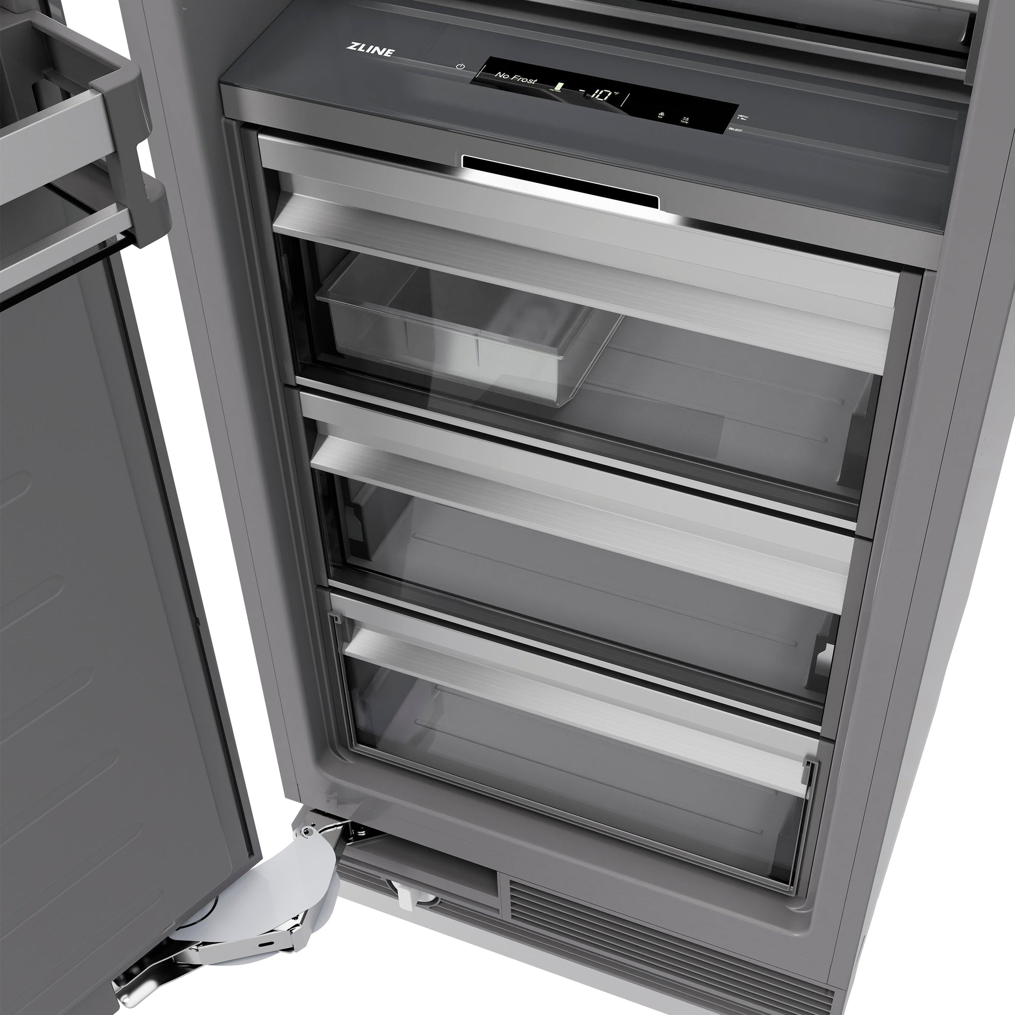 ZLINE Autograph Edition 18 in. 8.6 cu. ft. Panel Ready Right Hinge Column Freezer with Graphite Gray Interior and Champagne Bronze Accents (RBCFVRZ-18-CB)