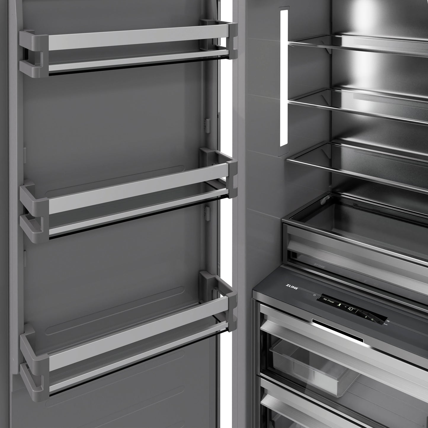 ZLINE Autograph Edition 18 in. 8.6 cu. ft. Panel Ready Right Hinge Column Freezer with Graphite Gray Interior and Polished Gold Accents (RBCFVRZ-18-G)