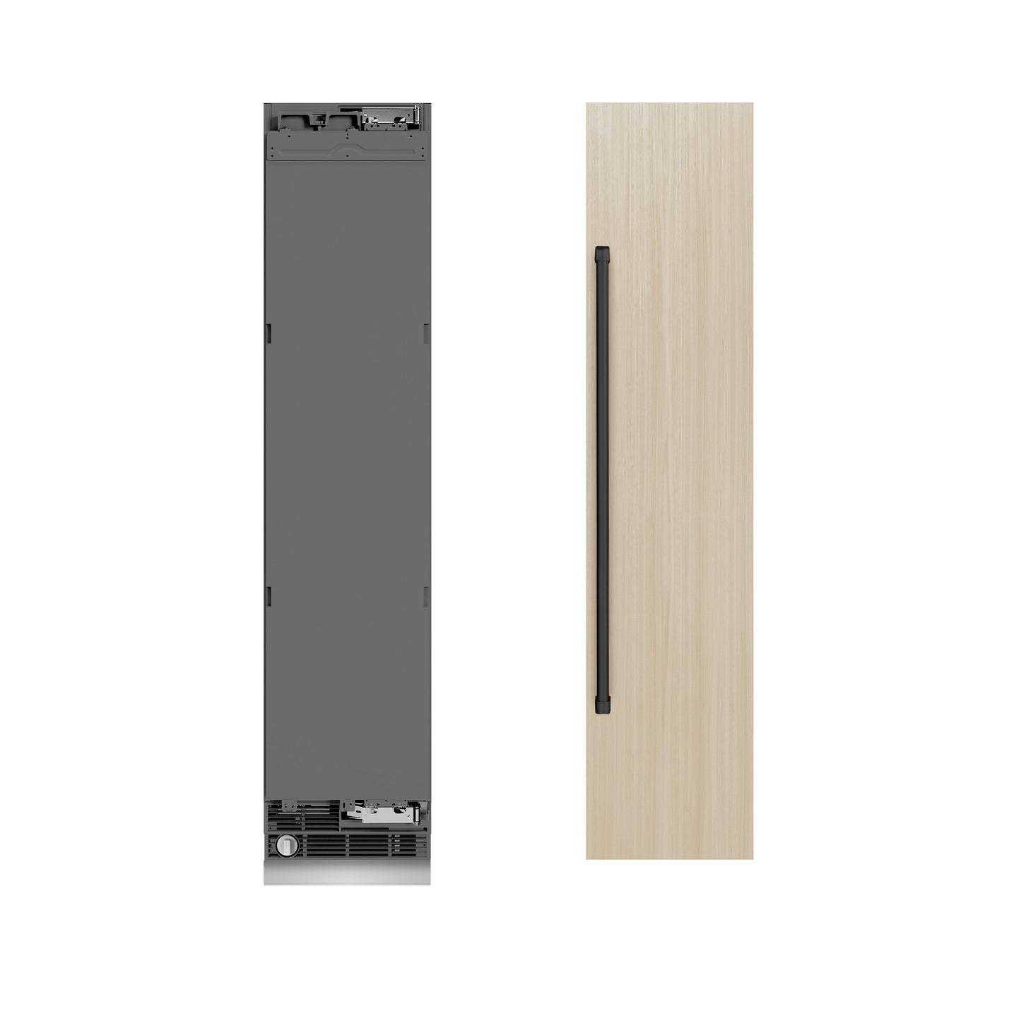 ZLINE Autograph Edition 18 in. 8.6 cu. ft. Panel Ready Right Hinge Column Freezer with Graphite Gray Interior and Matte Black Accents (RBCFVRZ-18-MB)
