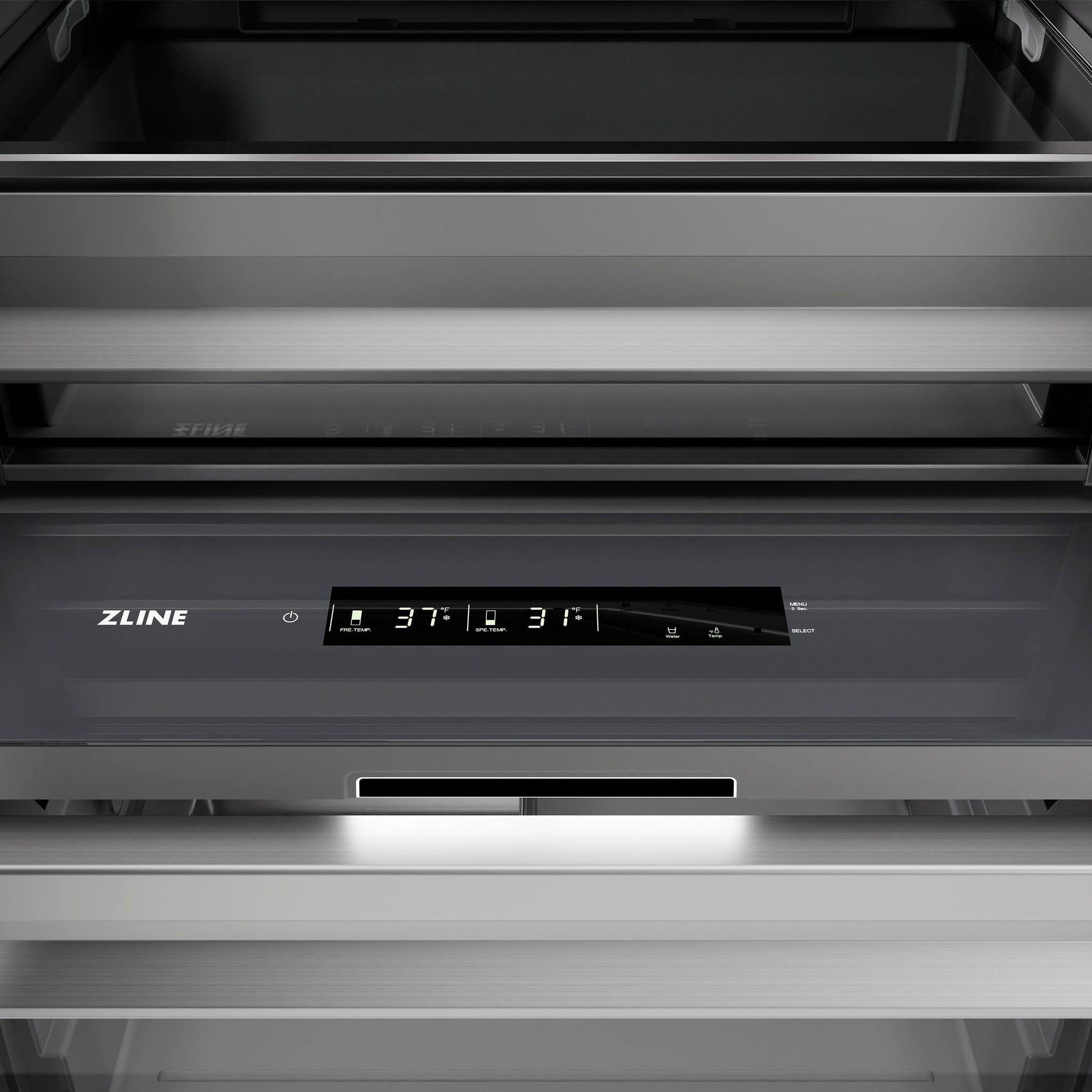 ZLINE Autograph Edition 24 in. 12.5 cu. ft. Panel Ready Column Refrigerator with Graphite Gray Interior and Polished Gold Accents (RBCRVZ-24-G)