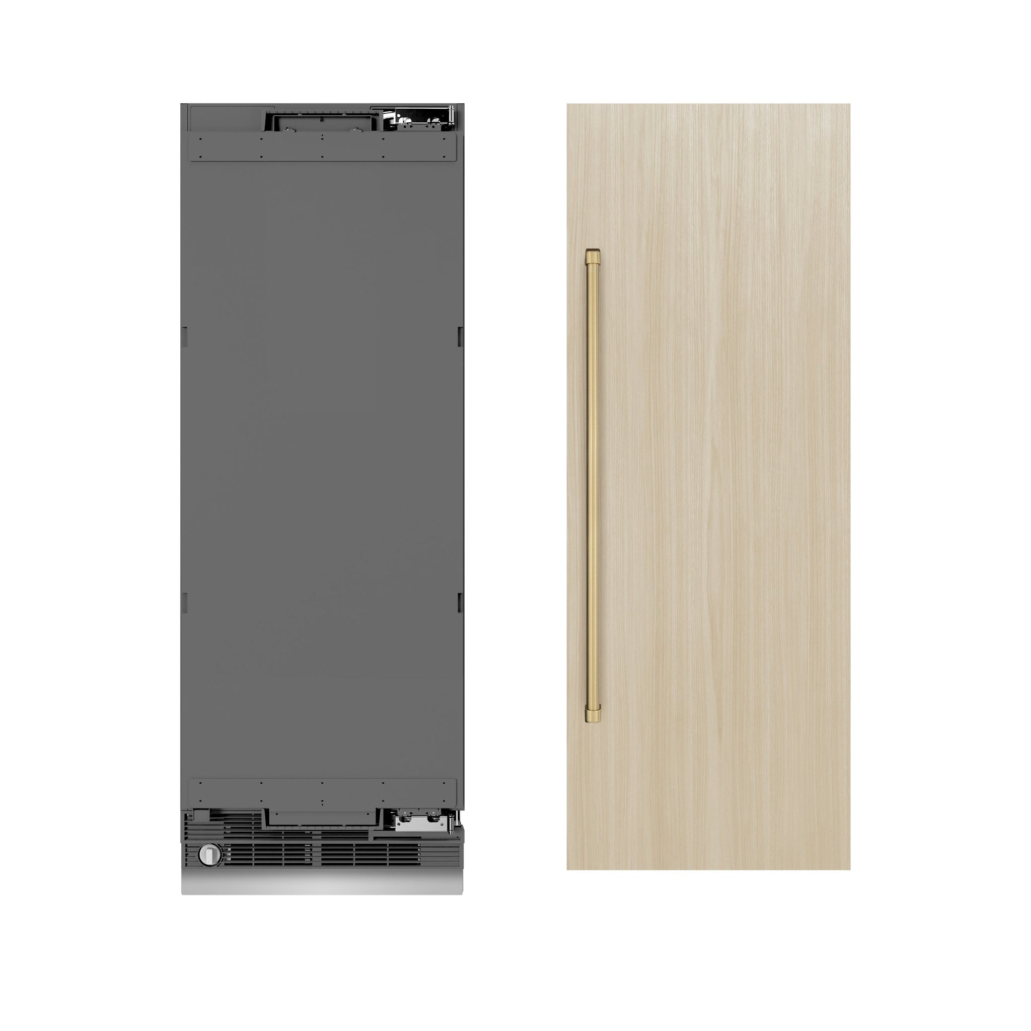 ZLINE Autograph Edition 24 in. 12.5 cu. ft. Panel Ready Column Refrigerator with Graphite Gray Interior and Champagne Bronze Accents (RBCRVZ-24-CB)