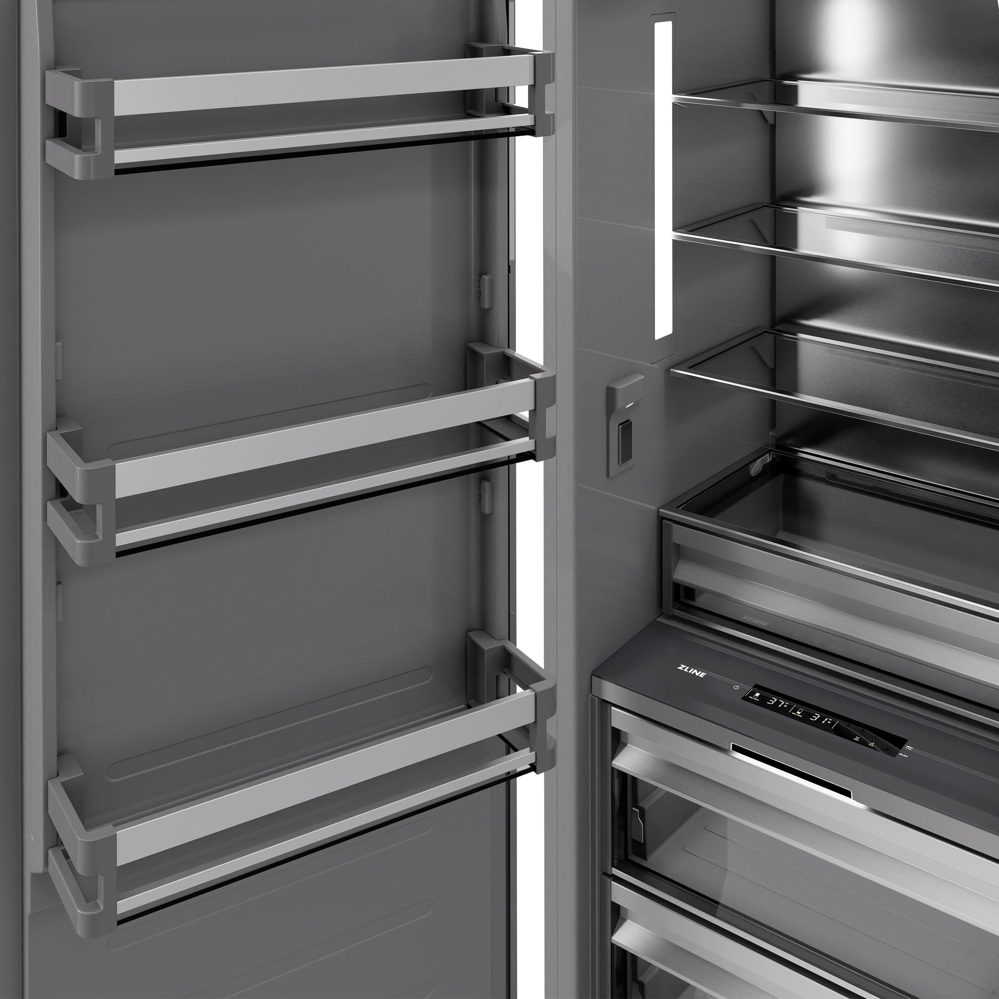 ZLINE Autograph Edition 30 in. 16.7 cu. ft. Panel Ready Column Refrigerator with Graphite Gray Interior and Polished Gold Accents (RBCRVZ-30-G)