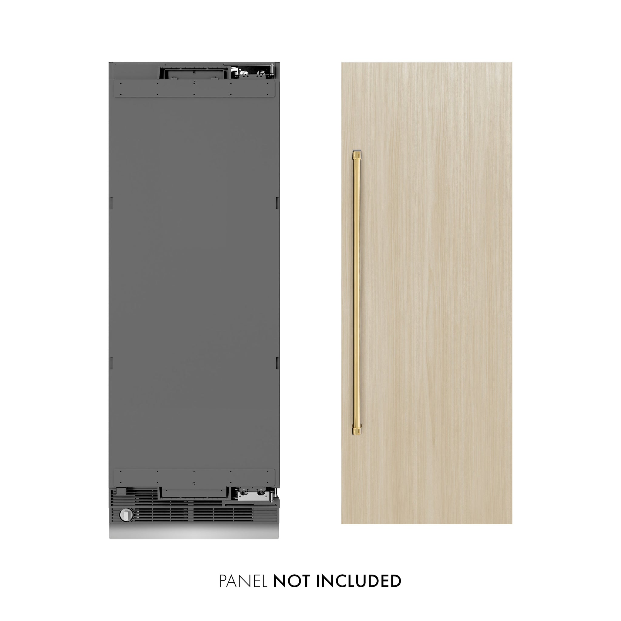 ZLINE Autograph Edition 30 in. 16.7 cu. ft. Panel Ready Column Refrigerator with Graphite Gray Interior and Polished Gold Accents (RBCRVZ-30-G)