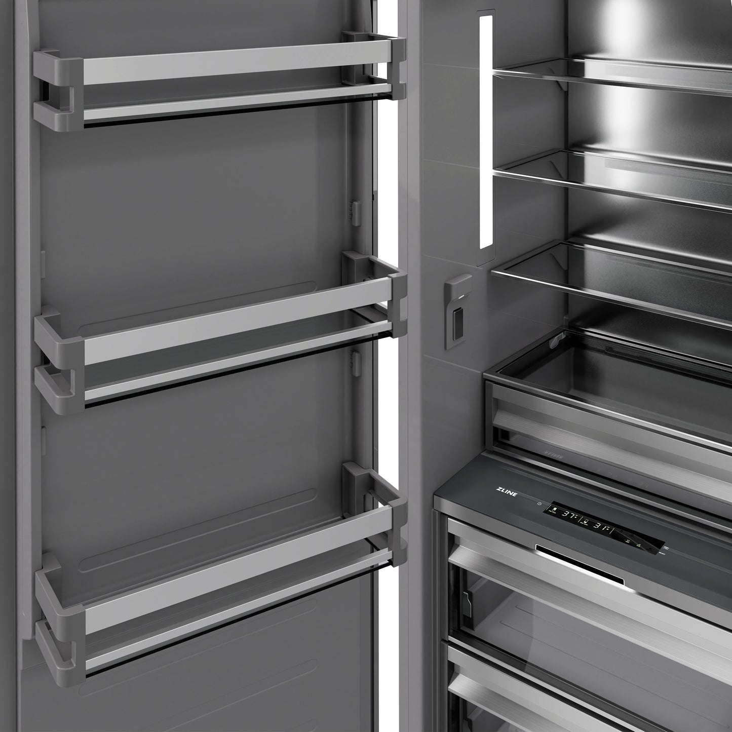 ZLINE Autograph Edition 24 in. 12.5 cu. ft. Panel Ready Column Refrigerator with Graphite Gray Interior and Matte Black Accents (RBCRVZ-24-MB)