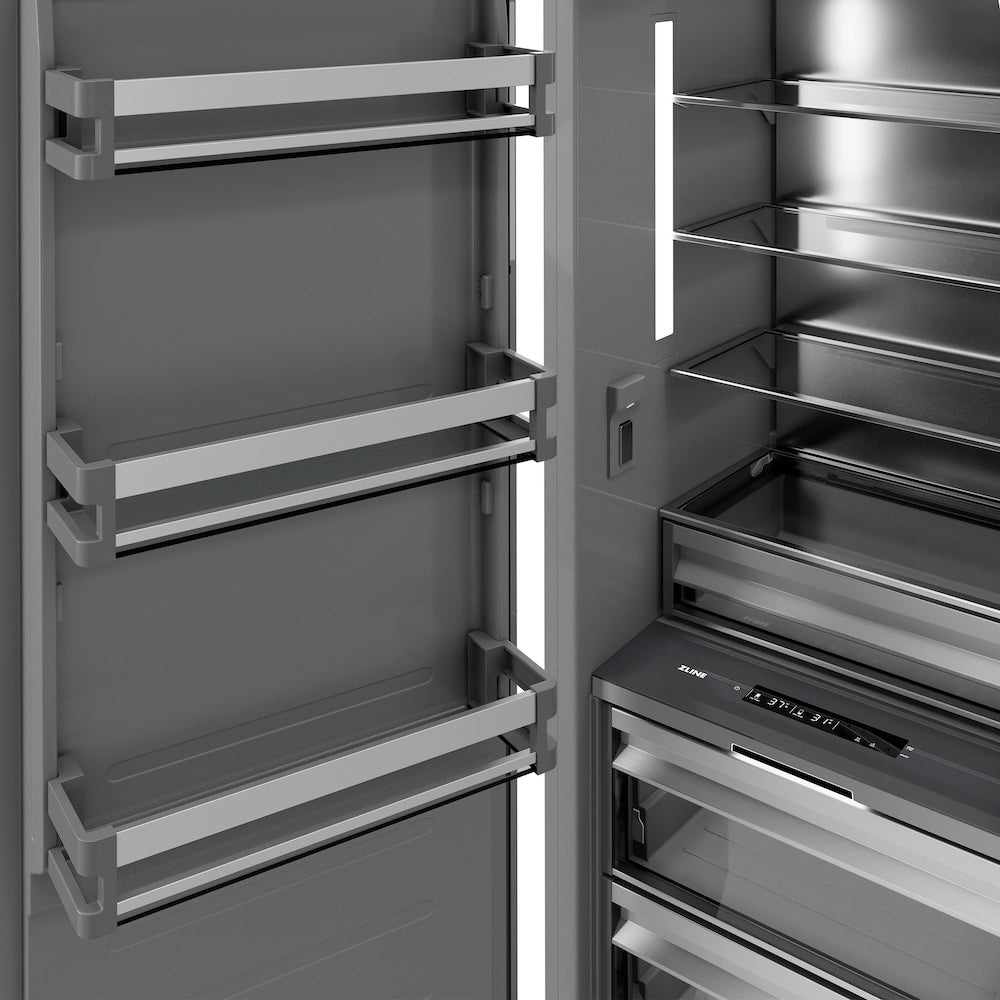 ZLINE Autograph Edition 30 in. 16.7 cu. ft. Panel Ready Column Refrigerator with Graphite Gray Interior and Matte Black Accents (RBCRVZ-30-MB)