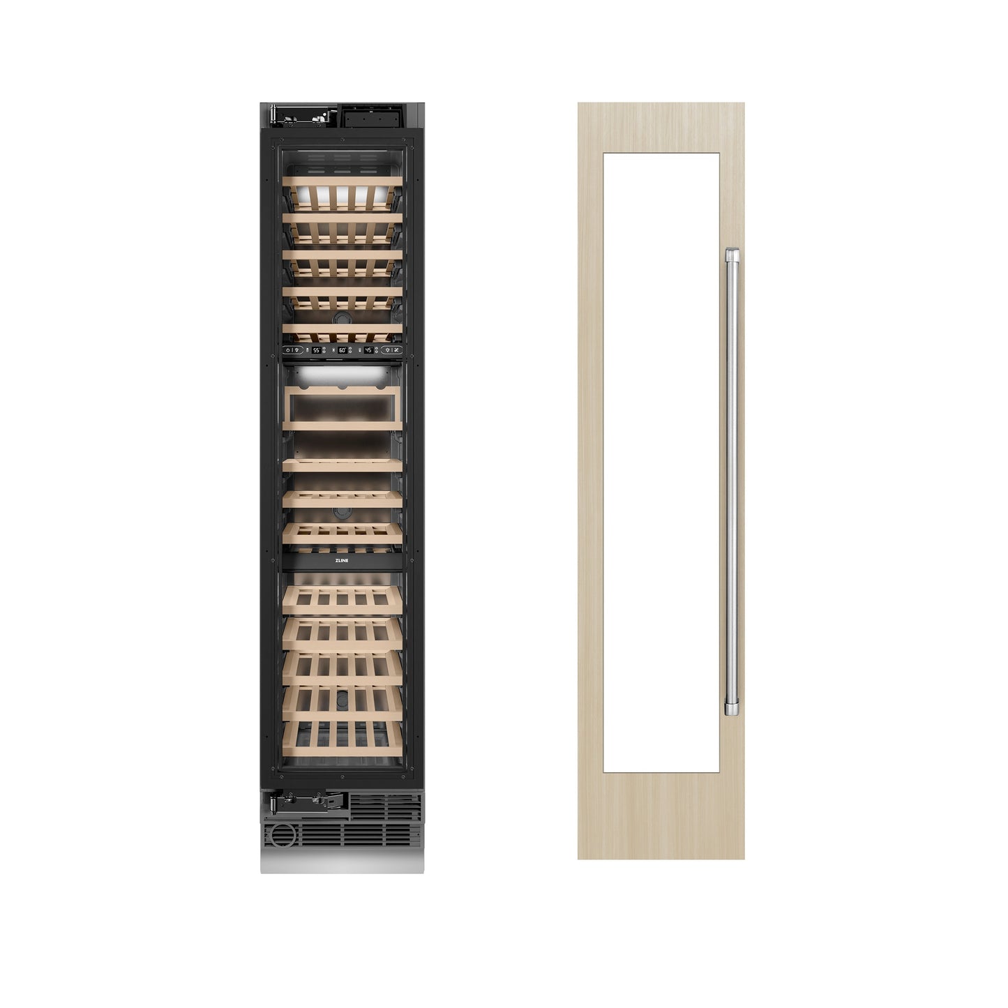 ZLINE 18 in. 9.0 cu. ft. Triple Zone 68 Bottle Panel Ready Left Hinge Column Wine Cooler (RBCWVL-18)