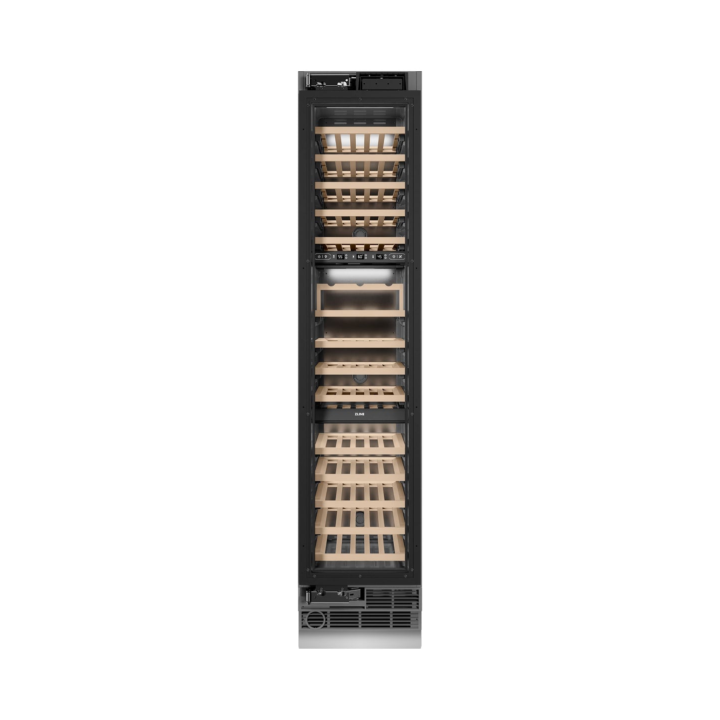 ZLINE Autograph Edition 18 in. 9.0 cu. ft. Triple Zone 68 Bottle Panel Ready Left Hinge Column Wine Cooler with Polished Gold Accents (RBCWVLZ-18-G)