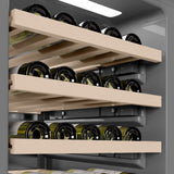 ZLINE Autograph Edition 18 in. 9.0 cu. ft. Triple Zone 68 Bottle Panel Ready Left Hinge Column Wine Cooler with Matte Black Accents (RBCWVLZ-18-MB)