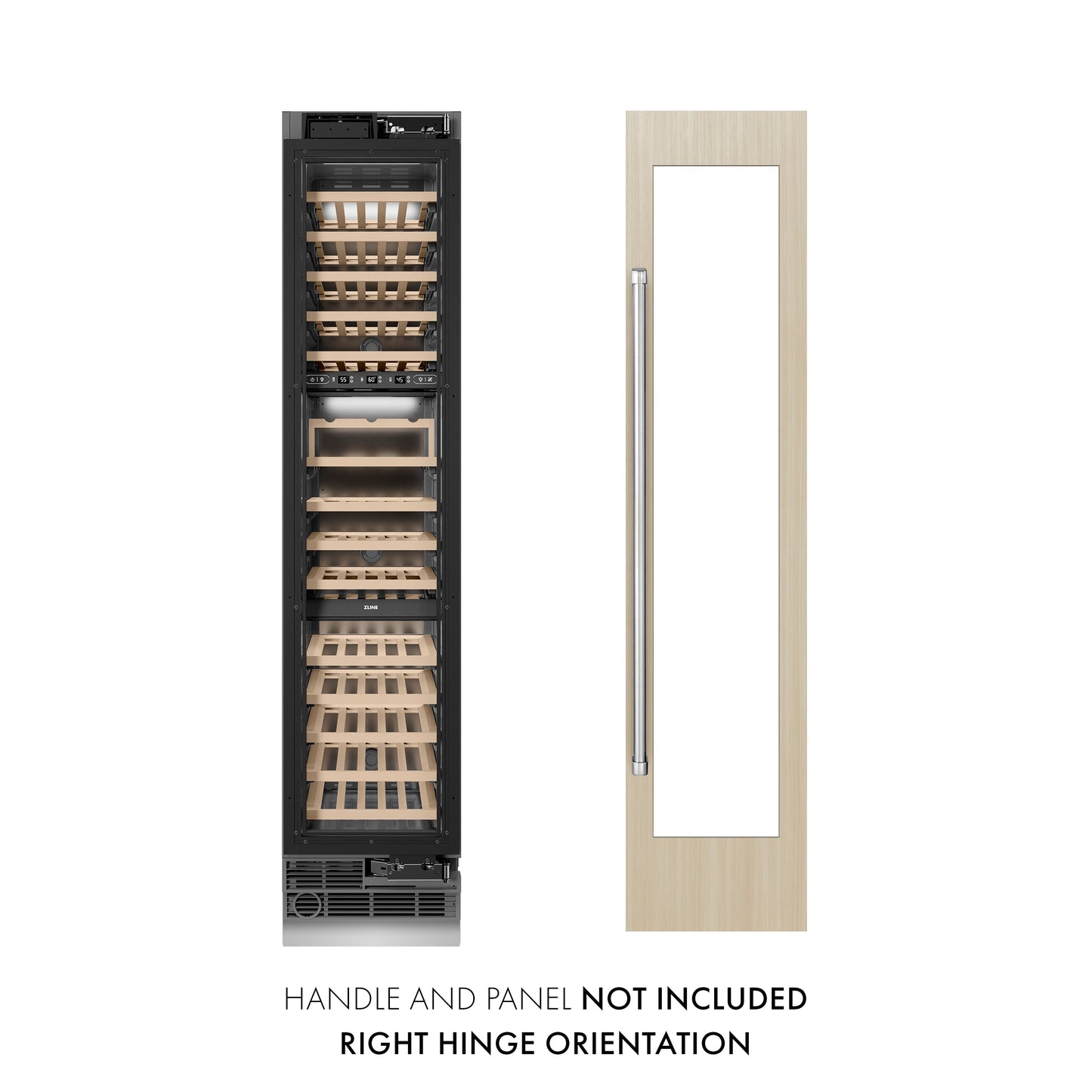 ZLINE 18 in. 9.0 cu. ft. Triple Zone 68 Bottle Panel Ready Right Hinge Column Wine Cooler (RBCWVR-18)