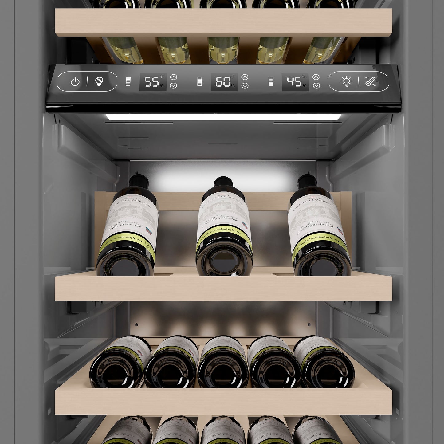 ZLINE Autograph Edition 18 in. 9.0 cu. ft. Triple Zone 68 Bottle Panel Ready Right Hinge Column Wine Cooler with Matte Black Accents (RBCWVRZ-18-MB)
