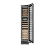 ZLINE Autograph Edition 18 in. 9.0 cu. ft. Triple Zone 68 Bottle Panel Ready Right Hinge Column Wine Cooler with Matte Black Accents (RBCWVRZ-18-MB)
