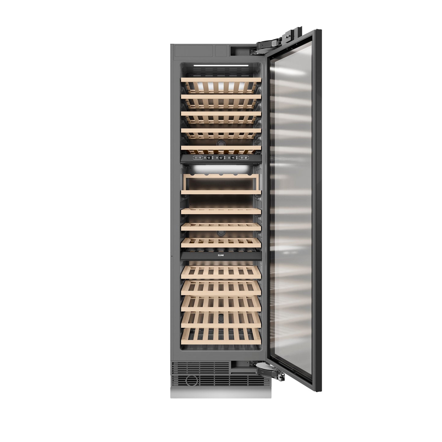 ZLINE Autograph Edition 24 in. 12.4 cu. ft. Triple Zone 100 Bottle Panel Ready Column Wine Cooler with Champagne Bronze Accents (RBCWVZ-24-CB)