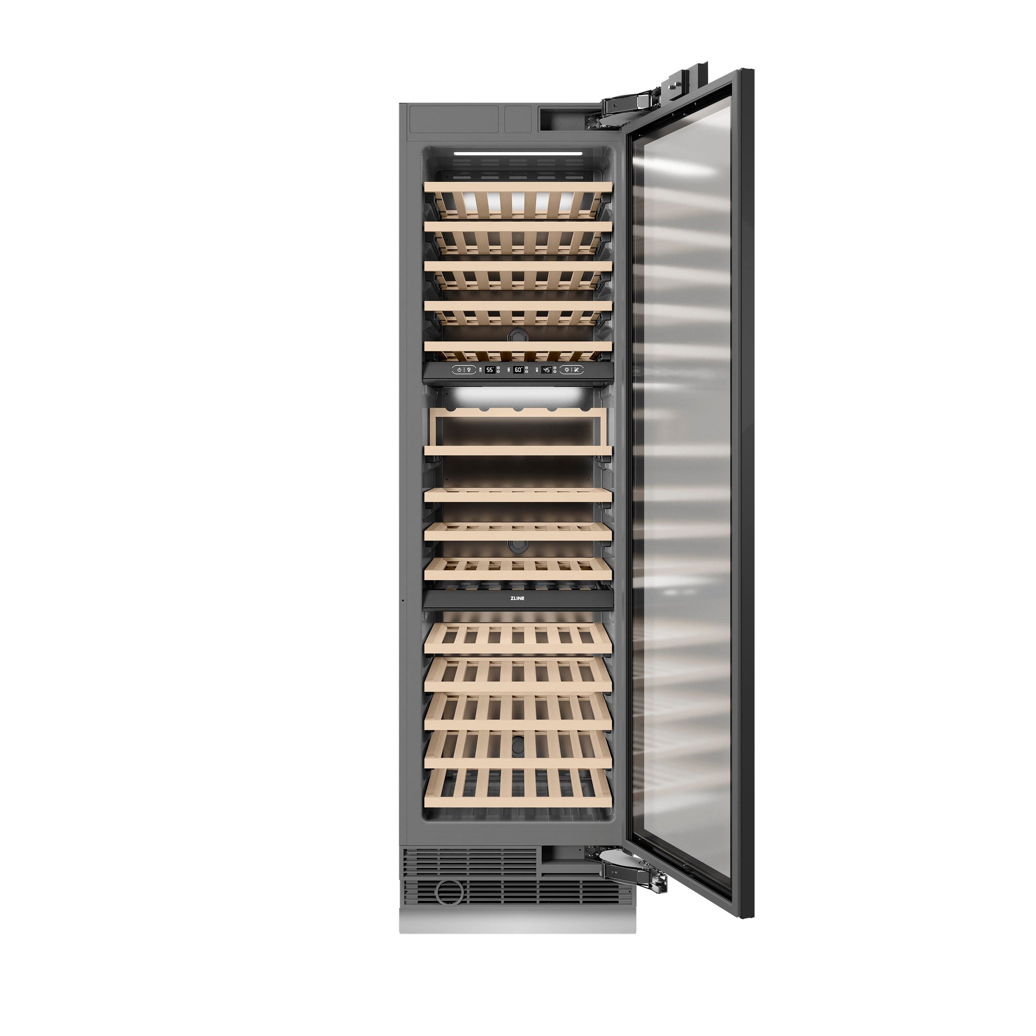 ZLINE Autograph Edition 24 in. 12.4 cu. ft. Triple Zone 100 Bottle Panel Ready Column Wine Cooler with Polished Gold Accents (RBCWVZ-24-G)
