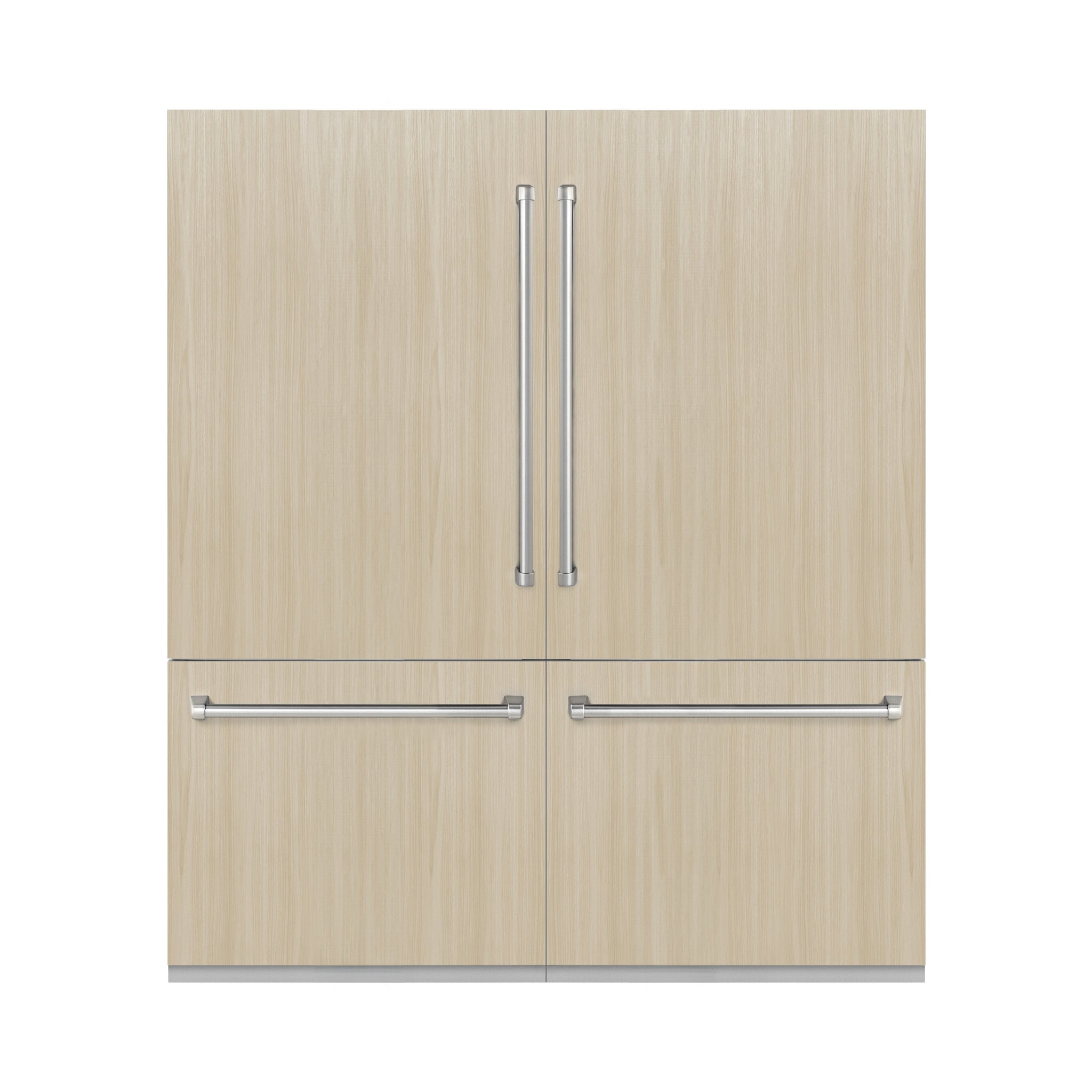 ZLINE 72 in. 39.6 cu. ft. Panel Ready French Door Built-In Bottom Freezer Refrigerator with Water Dispensers and Ice Makers with Graphite Gray Interior (GRBIT-72)