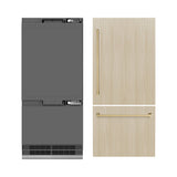 ZLINE Autograph Edition 36 in. 19.8 cu. ft. Panel Ready Built-In Bottom Freezer Refrigerator with Water Dispenser and Ice Maker with Graphite Gray Interior and Champagne Bronze Accents (GRBITZ-36-CB)