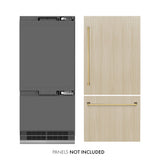 ZLINE Autograph Edition 36 in. 19.8 cu. ft. Panel Ready Built-In Bottom Freezer Refrigerator with Water Dispenser and Ice Maker with Graphite Gray Interior and Polished Gold Accents (GRBITZ-36-G)