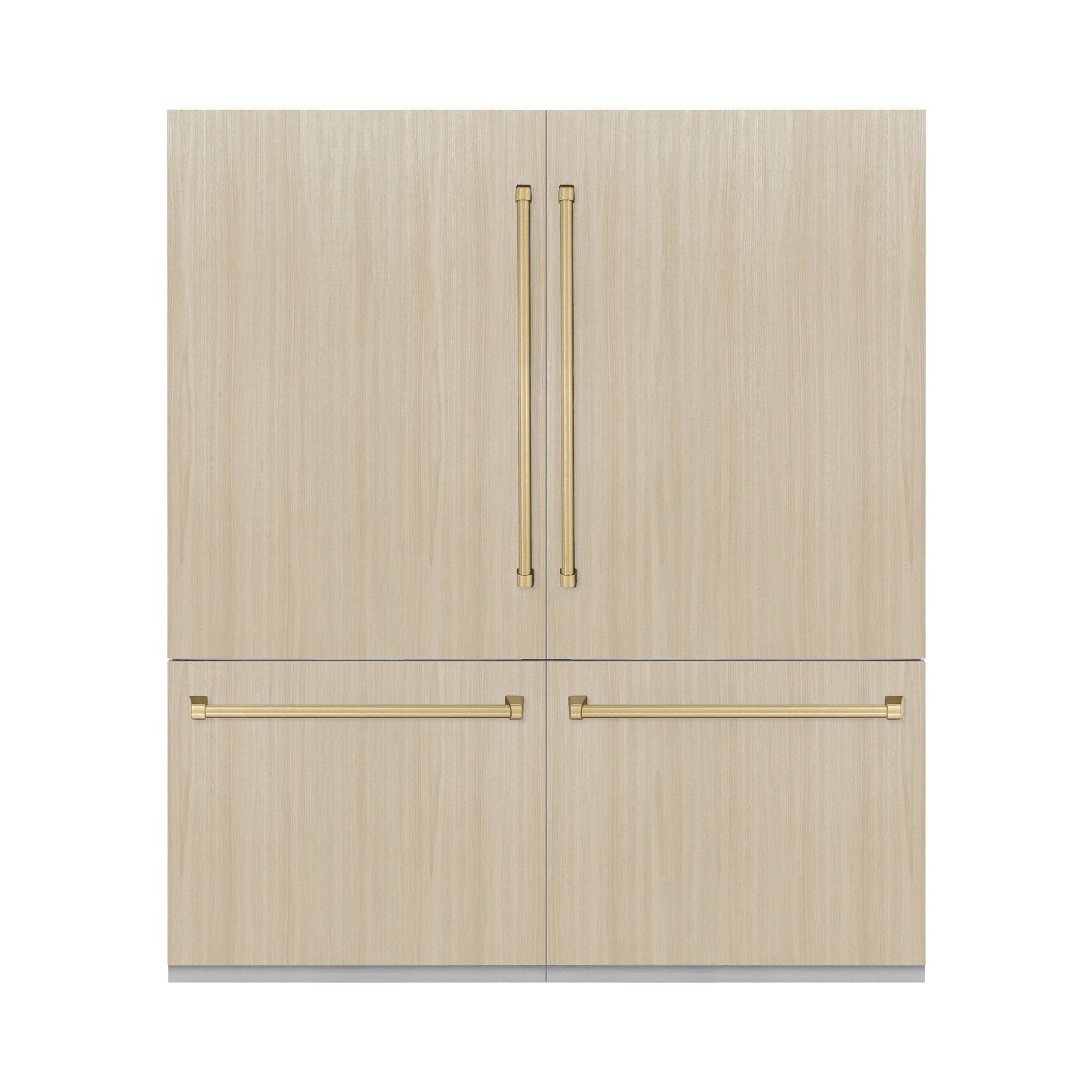 ZLINE Autograph Edition 72 in. 39.6 cu. ft. Panel Ready French Door Built-In Bottom Freezer Refrigerator with Water Dispensers and Ice Makers with Graphite Gray Interior and Champagne Bronze Accents (GRBITZ-72-CB)