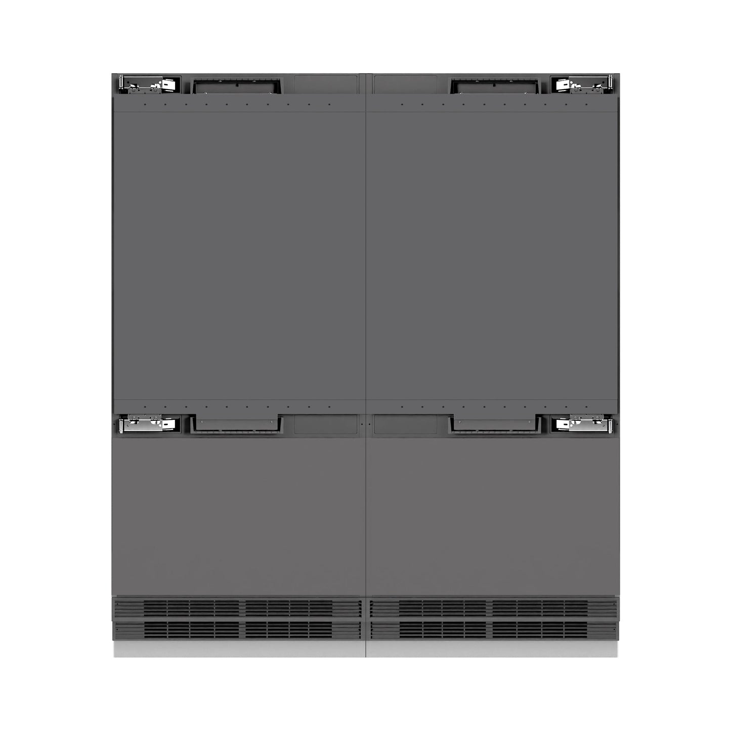 ZLINE Autograph Edition 72 in. 39.6 cu. ft. Panel Ready French Door Built-In Bottom Freezer Refrigerator with Water Dispensers and Ice Makers with Graphite Gray Interior and Matte Black Accents (GRBITZ-72-MB)