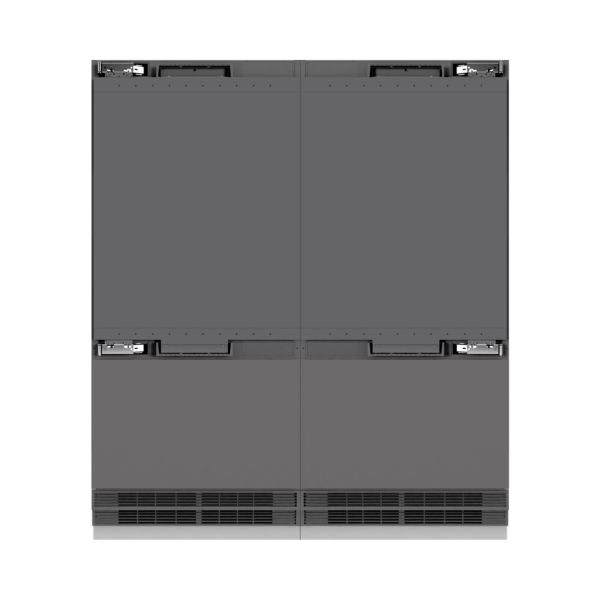 ZLINE Autograph Edition 72 in. 39.6 cu. ft. Panel Ready French Door Built-In Bottom Freezer Refrigerator with Water Dispensers and Ice Makers with Graphite Gray Interior and Matte Black Accents (GRBITZ-72-MB)