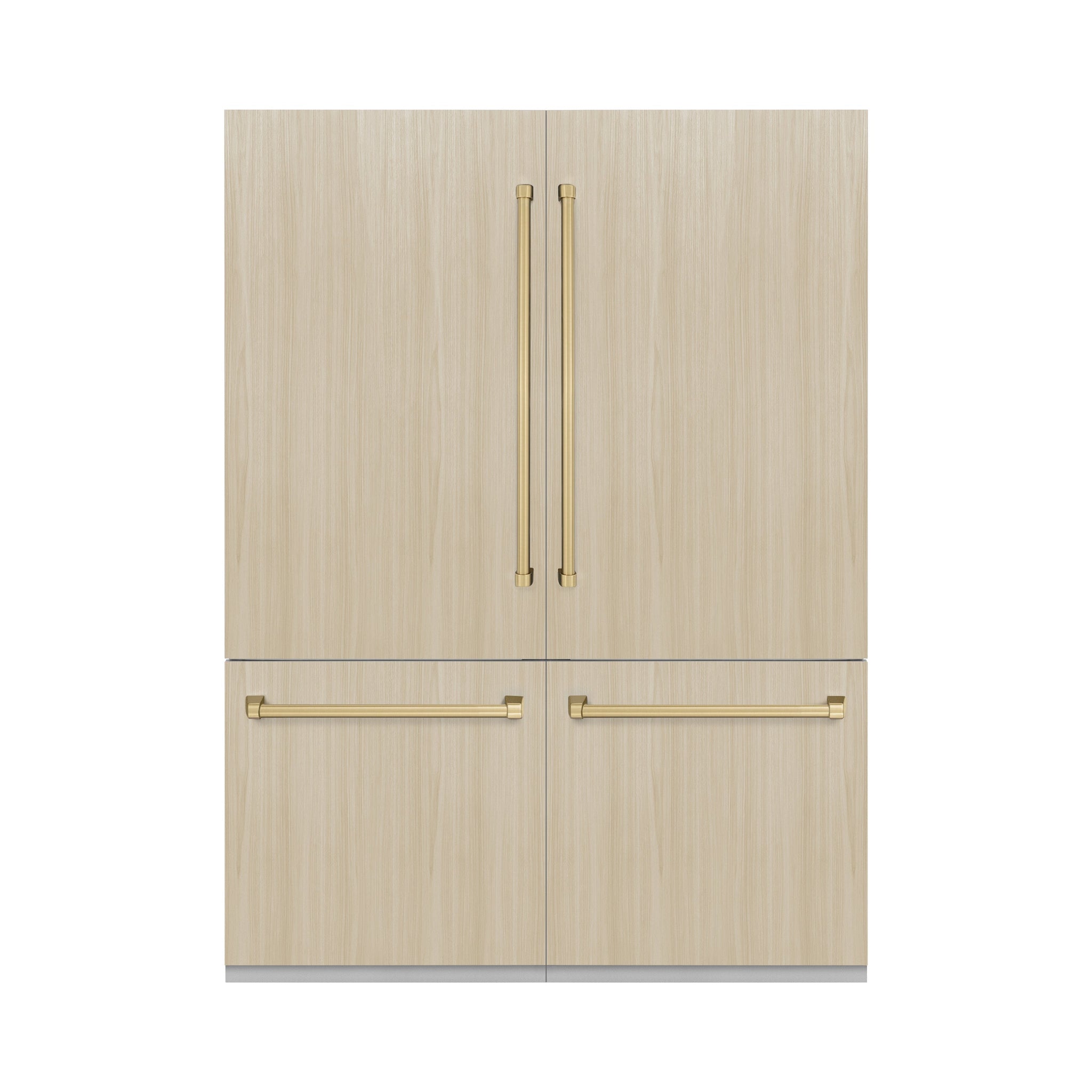 ZLINE Autograph Edition 60 in. 32.2 cu. ft. Panel Ready French Door Built-In Bottom Freezer Refrigerator with Water Dispenser and Ice Maker with Graphite Gray Interior and Champagne Bronze Accents (GRBIVZ-60-CB)