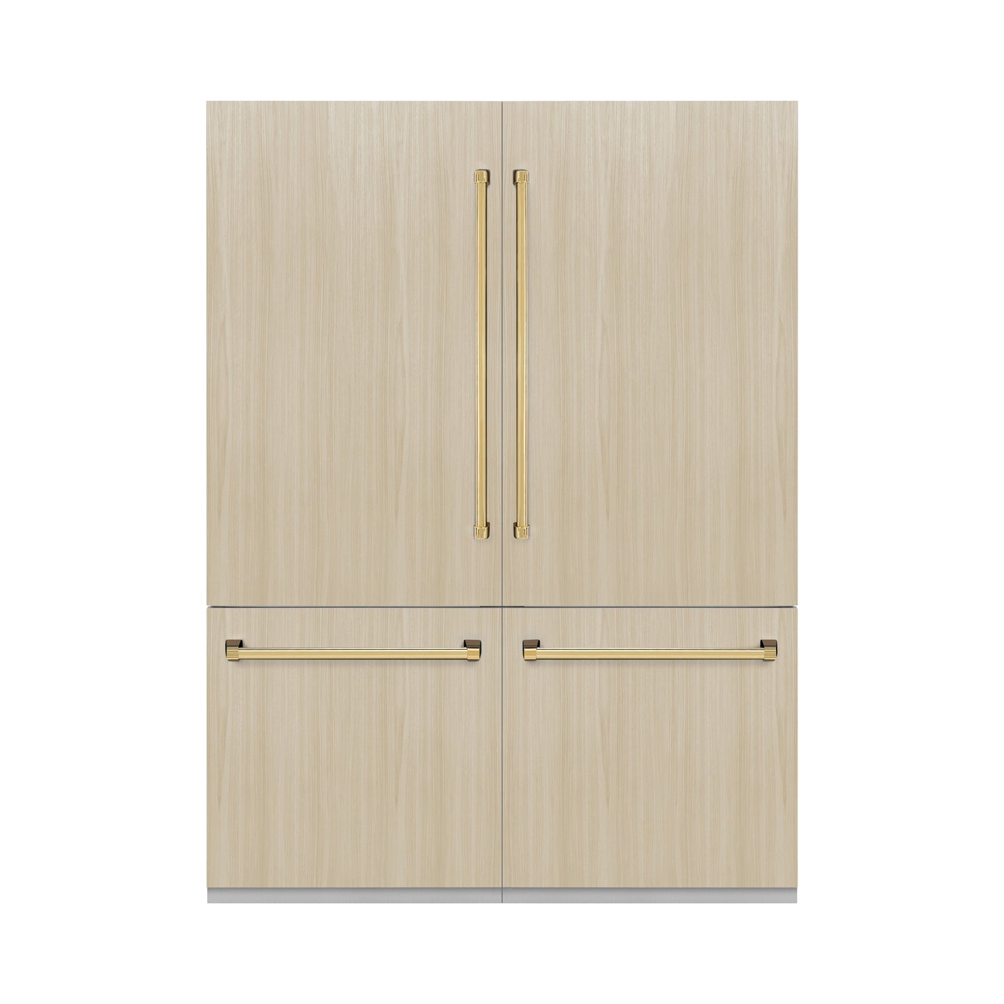 ZLINE Autograph Edition 60 in. 32.2 cu. ft. Panel Ready French Door Built-In Bottom Freezer Refrigerator with Water Dispenser and Ice Maker with Graphite Gray Interior and Polished Gold Accents (GRBIVZ-60-G)
