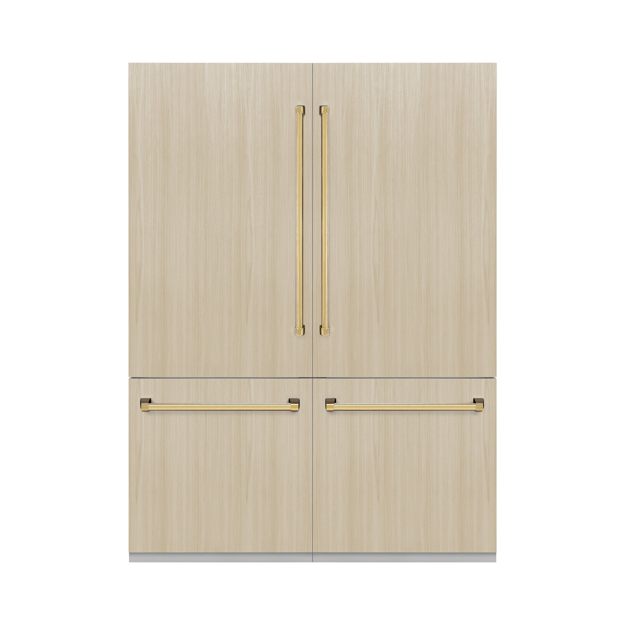 ZLINE Autograph Edition 60 in. 32.2 cu. ft. Panel Ready French Door Built-In Bottom Freezer Refrigerator with Water Dispenser and Ice Maker with Graphite Gray Interior and Polished Gold Accents (GRBIVZ-60-G)
