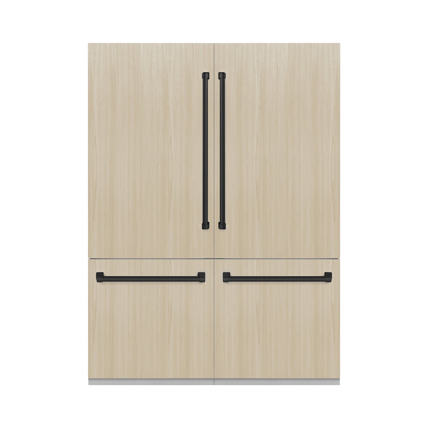 ZLINE Autograph Edition 60 in. 32.2 cu. ft. Panel Ready French Door Built-In Bottom Freezer Refrigerator with Water Dispenser and Ice Maker with Graphite Gray Interior and Matte Black Accents (GRBIVZ-60-MB)