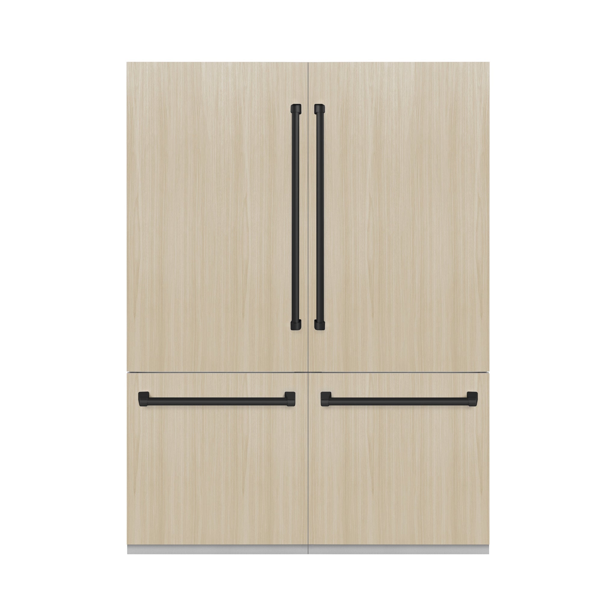 ZLINE Autograph Edition 60 in. 32.2 cu. ft. Panel Ready French Door Built-In Bottom Freezer Refrigerator with Water Dispenser and Ice Maker with Graphite Gray Interior and Matte Black Accents (GRBIVZ-60-MB)
