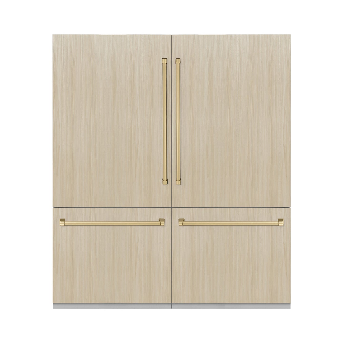ZLINE Autograph Edition 72 in. 39.6 cu. ft. Panel Ready French Door Built-In Bottom Freezer Refrigerator with Water Dispensers and Ice Makers and Champagne Bronze Accents (RBITZ-72-CB)